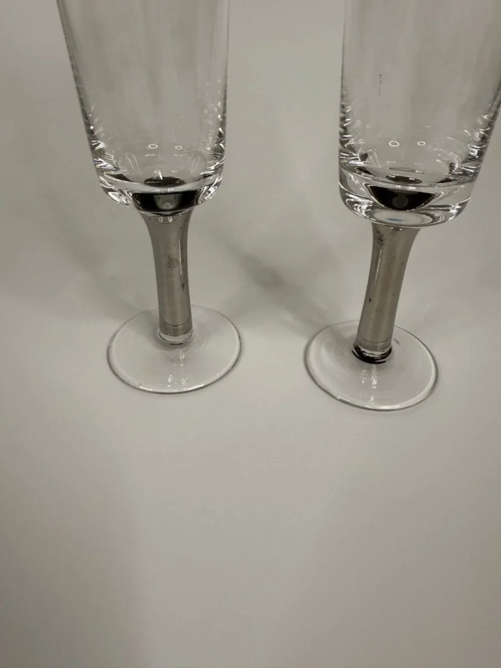 Christian Audigier Silver Stem Champagne Flutes, 8.25